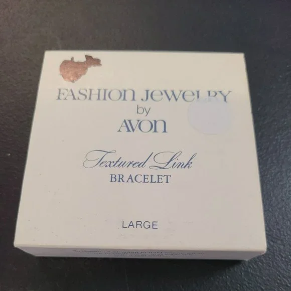 VTG 1981 Avon Textured Link Chunky Bracelet Large 7.5" Gold Tone Retro Classic - Picture 5 of 6